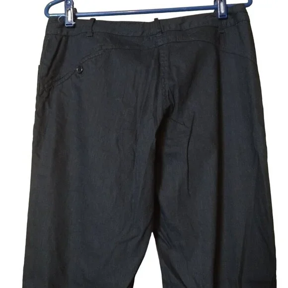 Studio M Women's Size 6 Black Casual Roll Tab Leg Linen Blend Pants New - Picture 4 of 5